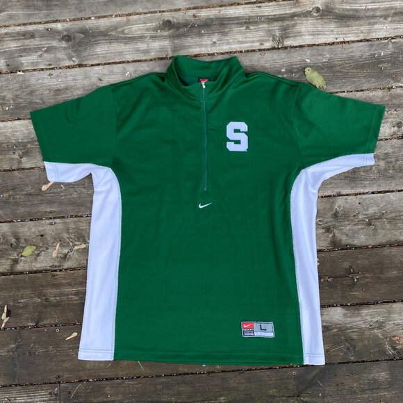 Vintage Nike Center Swoosh Michigan State Jersey T Shirt Green Large - Picture 9 of 16